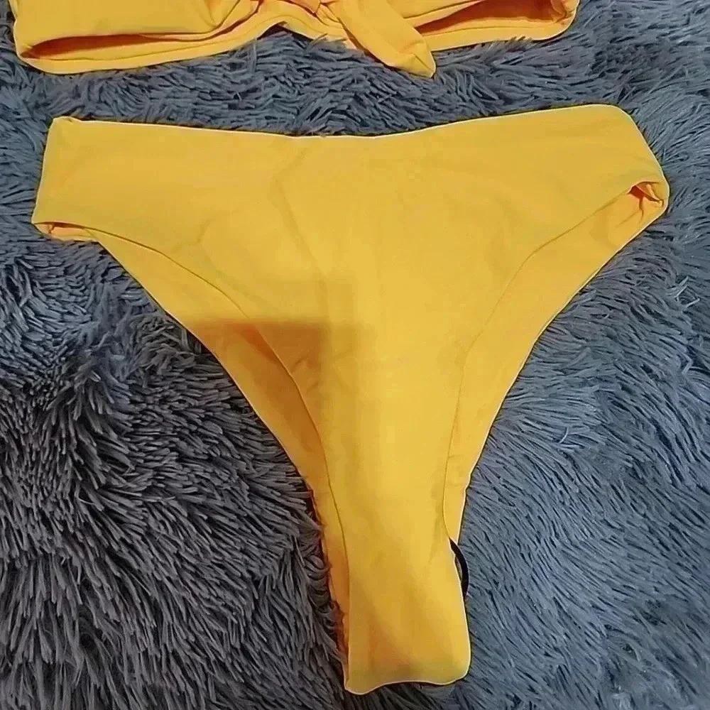 Bright Yellow high rise bikini.  Size Medium